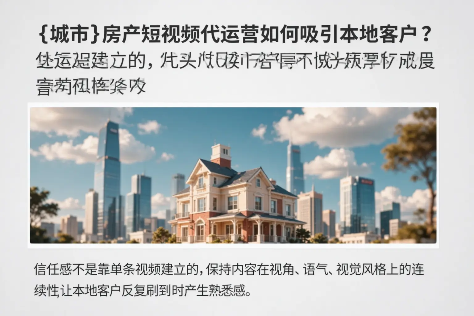 武威房产短视频代运营如何吸引本地客户？