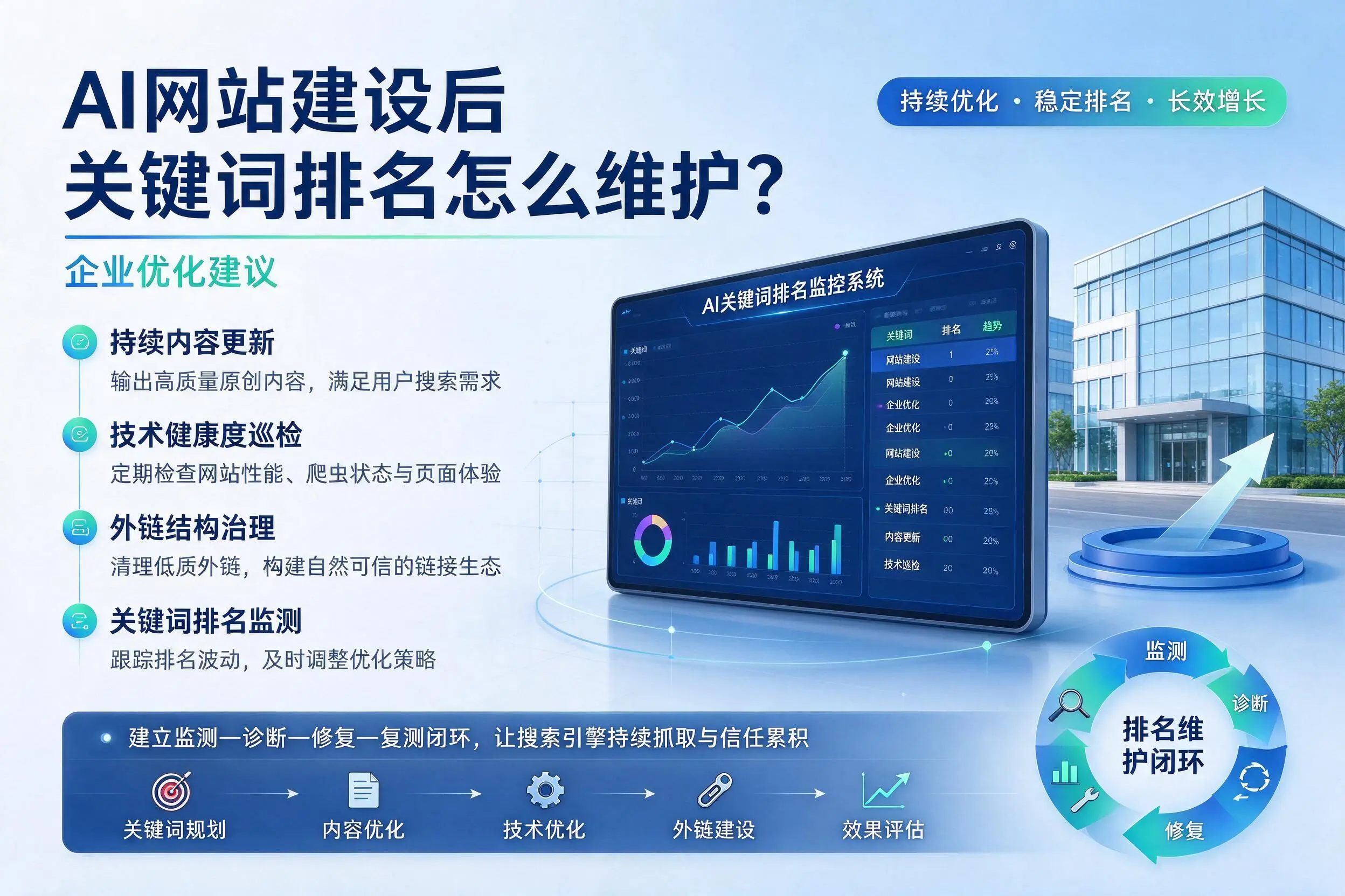 AI网站建设后关键词排名怎么维护？武威企业优化建议
