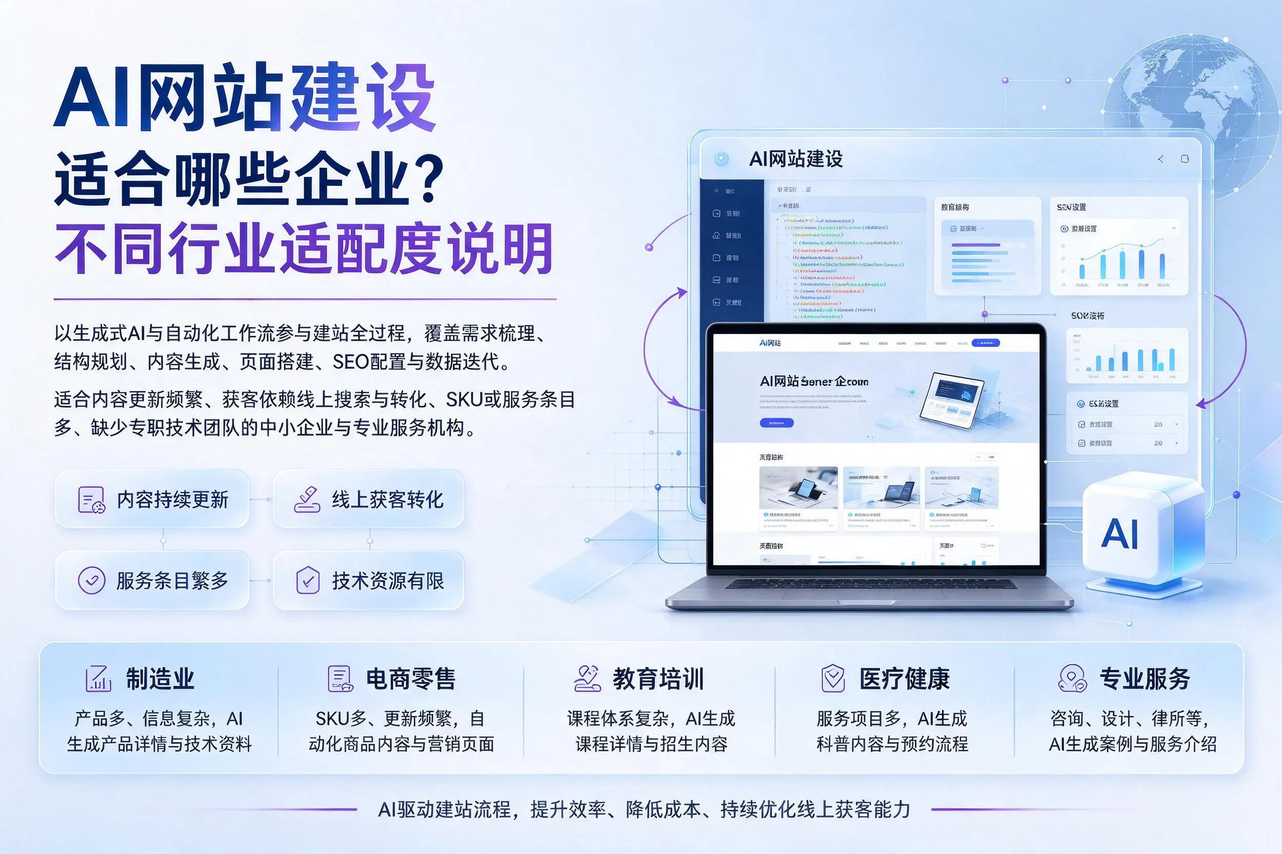 AI网站建设适合哪些企业?武威不同行业适配度说明